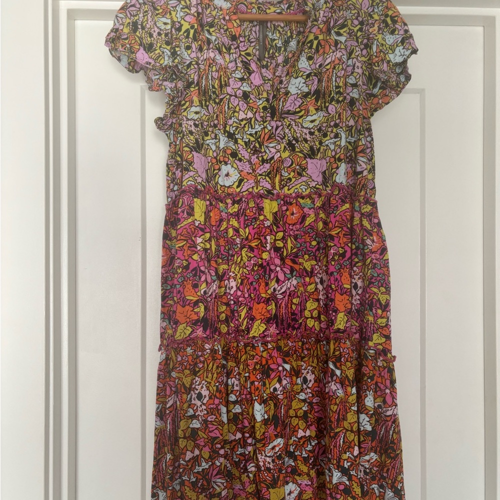 Anthropologie Vibrant Floral Midi Dress - Multicolor